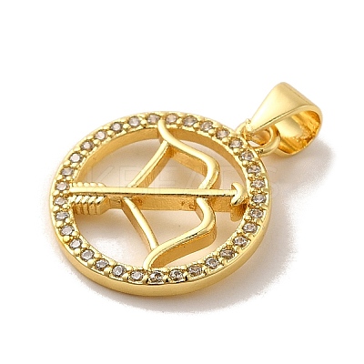 Zodiac Theme Brass Micro Pave Cubic Zirconia Pendants KK-M273-05K-G-1
