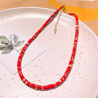 Natural Imperial Jasper Heishi Graduated Beaded Necklaces JO0051-7-1