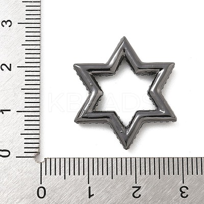 Rack Plating Brass Micro Pave Cubic Zirconia Star Linking Rings KK-A234-004B-1