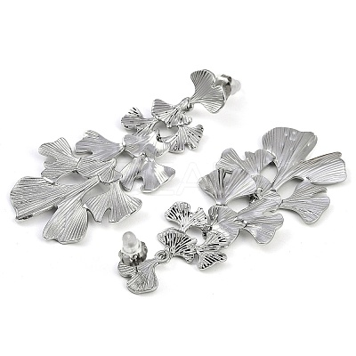 304 Stainless Steel Leaf Stud Earrings EJEW-K294-02P-1