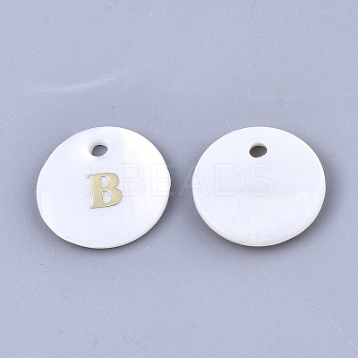 Natural White Shell Mother of Pearl Shell Charms SSHEL-N036-053B-1