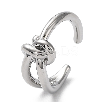 Rack Plating Brass Knot Open Cuff Rings for Women RJEW-Q777-02P-1