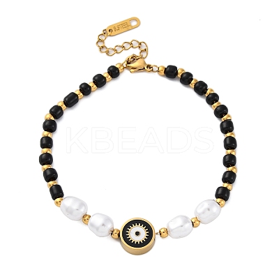304 Stainless Steel Beaded Bracelets for Women BJEW-Z099-01G-1