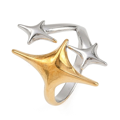 Adjustable 304 Stainless Steel Cuff Rings for Women LS-RJEW-B135-01GP-11-1