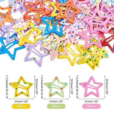 60Pcs 3 Style Cute Spray Painted Iron Snap Hair Clips PHAR-NB0001-07-1