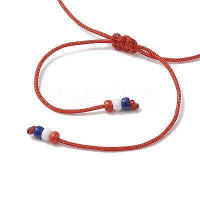 Independence Day Natural Carnelian & White Jade & Dyed Yellow Jade Gemstone Round Beads Braided Bracelets BJEW-MZ00178-02-1
