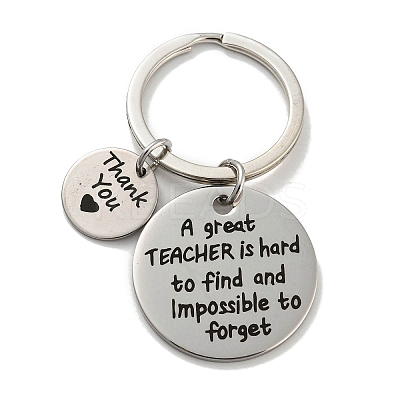 Teacher's Day Gift 201 Stainless Steel Word Thank You Keychains KEYC-E040-05P-03-1