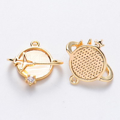Brass Cubic Zirconia Universe Space Charms KK-T049-037G-NF-1