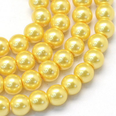 Baking Paint Pearlized Glass Pearl Round Bead Strands LS-HY-Q003-6mm-67-1
