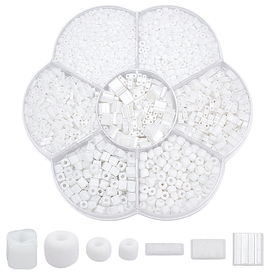 105G 7 Styles Frosted Opaque Glass Seed Beads Set SEED-GO0001-11B-1