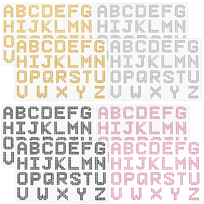 8 Sheets 4 Colors Letter A~Z Acrylic Hotfix Rhinestone DIY-CP0012-52-1