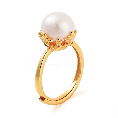 Round Natural Pearl Finger Rings STER-Z009-05G-1