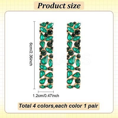 4 Pairs 4 Colors Alloy Rhinestone Stud Earrings for Women EJEW-AN0004-35-1