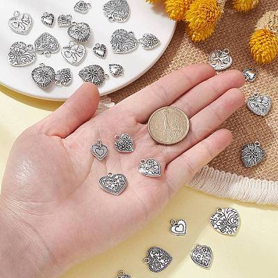 50Pcs 10 Style Tibetan Style Alloy Pendants FIND-CJ0001-16-1