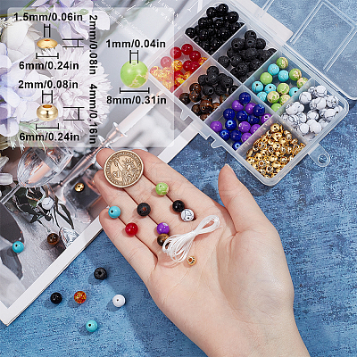 DIY DIY Natural & Synthetic Mixed Gemstone Round Beaded Stretch Bracelet Making Kit DIY-SC0024-65-1