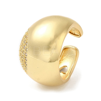 Rack Plating Brass Micro Pave Cubic Zirconia Open Cuff Rings RJEW-E080-01G-1