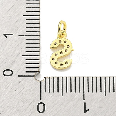 Letter Brass Micro Pave Clear Cubic Zirconia Pendants KK-K354-06G-S-1