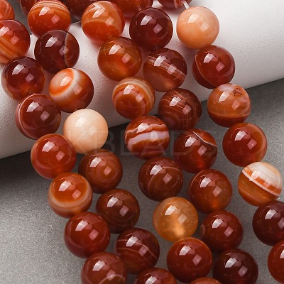 Natural Striped Agate/Banded Agate Bead Strands G-K166-13-10mm-08-1