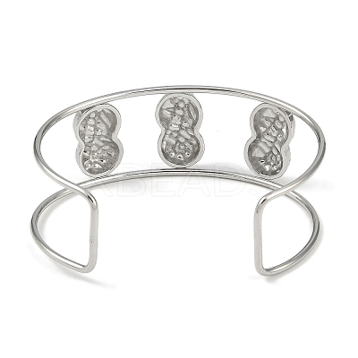 Non-Tarnish 304 Stainless Steel Wide Textured Open Cuff Bangles BJEW-Q348-05P-08-1