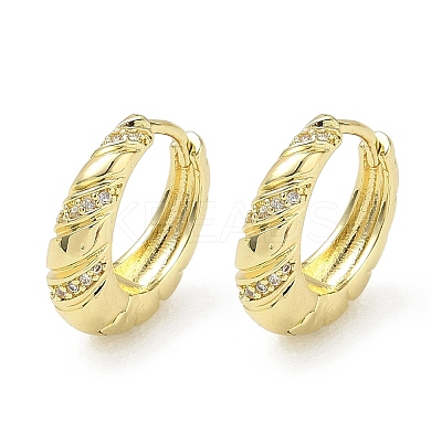 Brass Micro Pave Cubic Zirconia Hoop Earrings KK-CBA30C7-15G-1