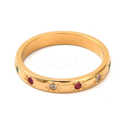 Ion Plating(IP) 304 Stainless Steel With Rhinestone Rings for Women RJEW-S239-01G-1