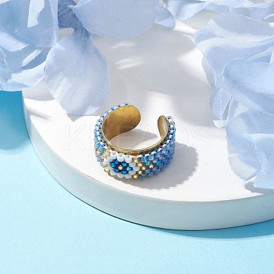 Glass Seed Beads Cuff Rings RJEW-MZ00016-03-1