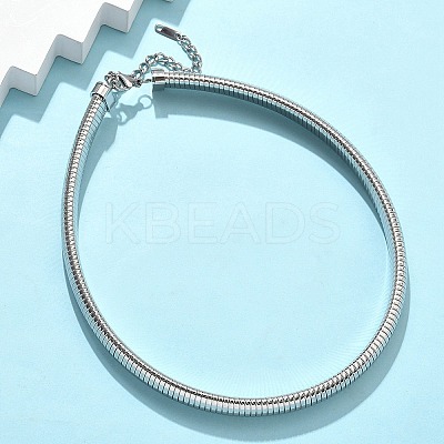 12MM 304 Stainless Steel Flat Snake Chain Necklaces for Women NJEW-U049-01P-1
