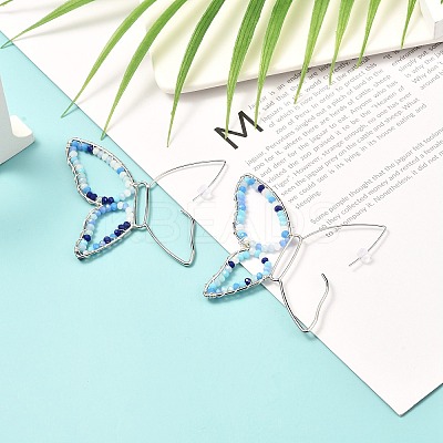 Butterfly Glass Beads Dangle Earrings for Girl Women EJEW-JE04658-01-1