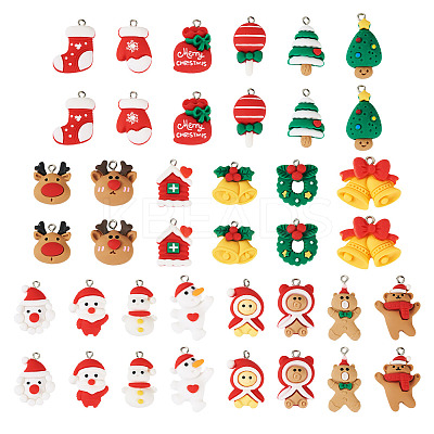 40Pcs 20 Styles Christmas Theme Opaque Resin Pendants RESI-TA0003-58-1