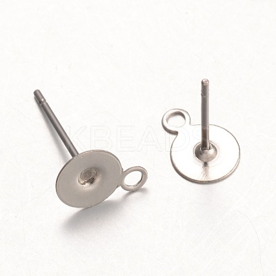 Non-Tarnish 316 Surgical Stainless Steel Stud Earring Settings X-STAS-K098-07-6mm-P-1