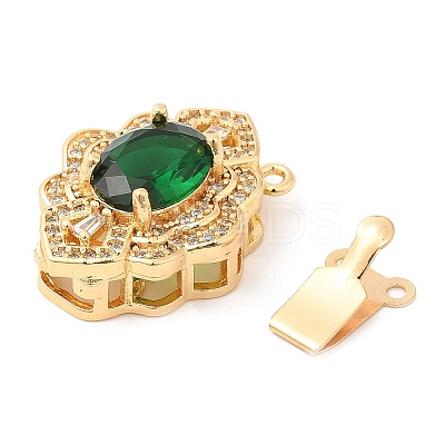 Brass Micro Pave Clear Cubic Zirconia Box Clasps KK-E052-01F-G04-1