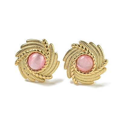 Cat Eye Stud Earrings EJEW-G400-62G-03-1
