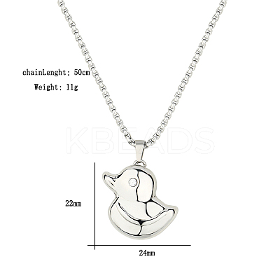 304 Stainless Steel Box Chain Duck Pendant Necklaces GZ1226-2-1