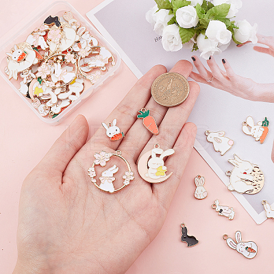 48Pcs 12 Style Alloy Enamel Pendants ENAM-SC0002-83-1