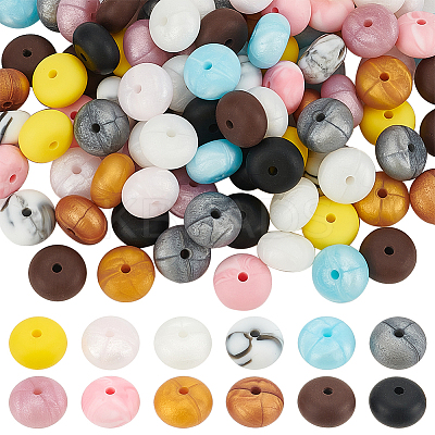 120Pcs Flat Round Food Grade Eco-Friendly Silicone Beads SIL-WR0001-04B-1