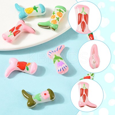 8Pcs 8 Colors Boot Painted Glass Beads Enamel Beads LAMP-FS0001-62-1