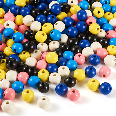 240Pcs 6 Colors Natural Wooden Beads WOOD-TA0002-74B-1