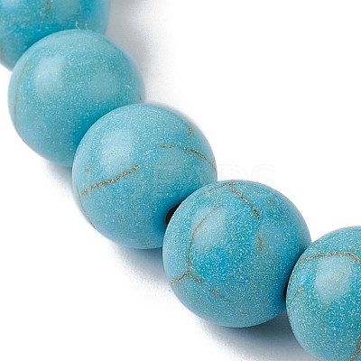 Synthetic Turquoise Dolphin Beaded Stretch Bracelets BJEW-JB09830-01-1