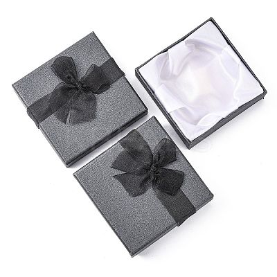 Bowknot Organza Ribbon Cardboard Bracelet Bangle Gift Boxes X-BC148-05-1