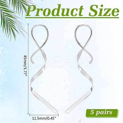 5Pairs Vortex Spiral 304 Stainless Steel Dangle Earrings for Women EJEW-ME0001-15-1