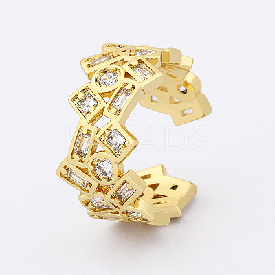 Brass Micro Pave Cubic Zirconia Adjustable Open Rings FS-WG624C0-01-1