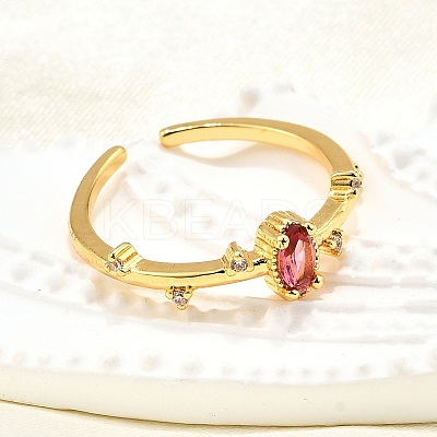 Brass Micro Pave Cubic Zirconia Cuff Rings for Women RJEW-H247-24G-1