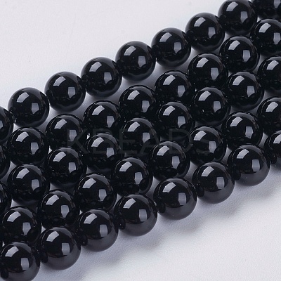 Natural Black Onyx Beads Strands G-G591-6mm-06-1
