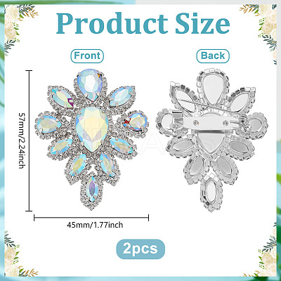 2Pcs Silver Alloy Glass Brooch JEWB-FG0001-55B-1