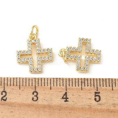 Brass Micro Pave Clear Cubic Zirconia Pendants KK-Q031-35G-01-1