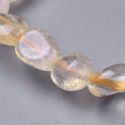 Natural Citrine Bead Stretch Bracelets BJEW-K213-66-1