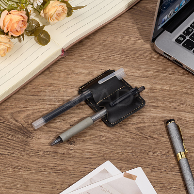 1Pc Imitation Leather Loss-Proof Portable Pen Holder AJEW-MA0001-12B-1