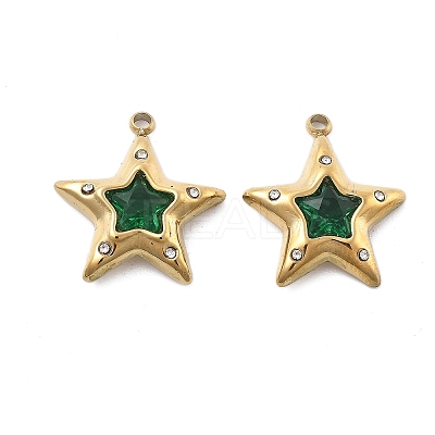 304 Stainless Steel Micro Pave Cubic Zirconia Pendants STAS-Z121-44G-1