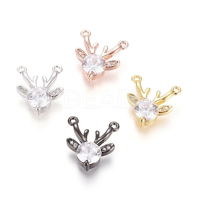 Christmas Brass Micro Pave Cubic Zirconia Pendants ZIRC-G166-03-1