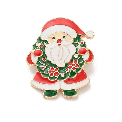 Santa Claus with Christmas Wreath Enamel Pins JEWB-H033-07C-KCG-1